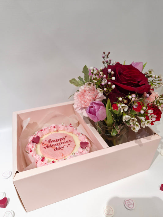 Valentines Bentos Cake and Flower Box