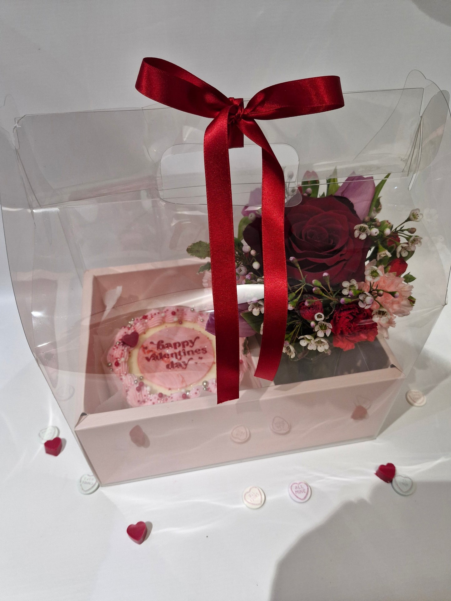 Valentines Bentos Cake and Flower Box